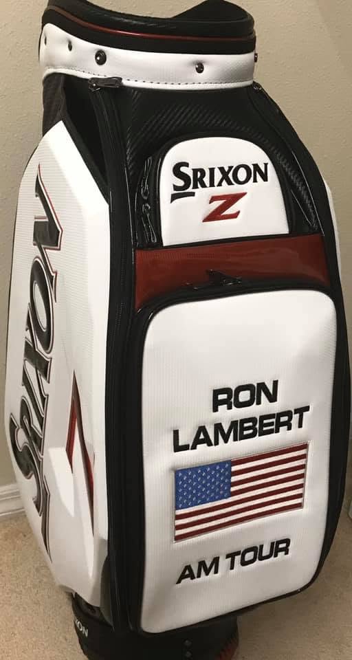 Custom embroidered Srixon golf bag with name and American flag