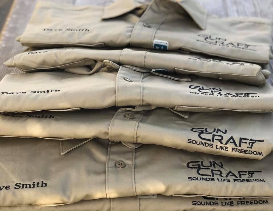 Embroidered work shirts with personalized names for Gun Craft
